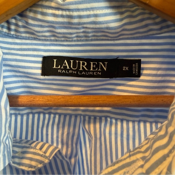 Lauren Ralph Lauren striped cotton poplin sleep shirt, Size 2X, 100% Cotton - Picture 12 of 16